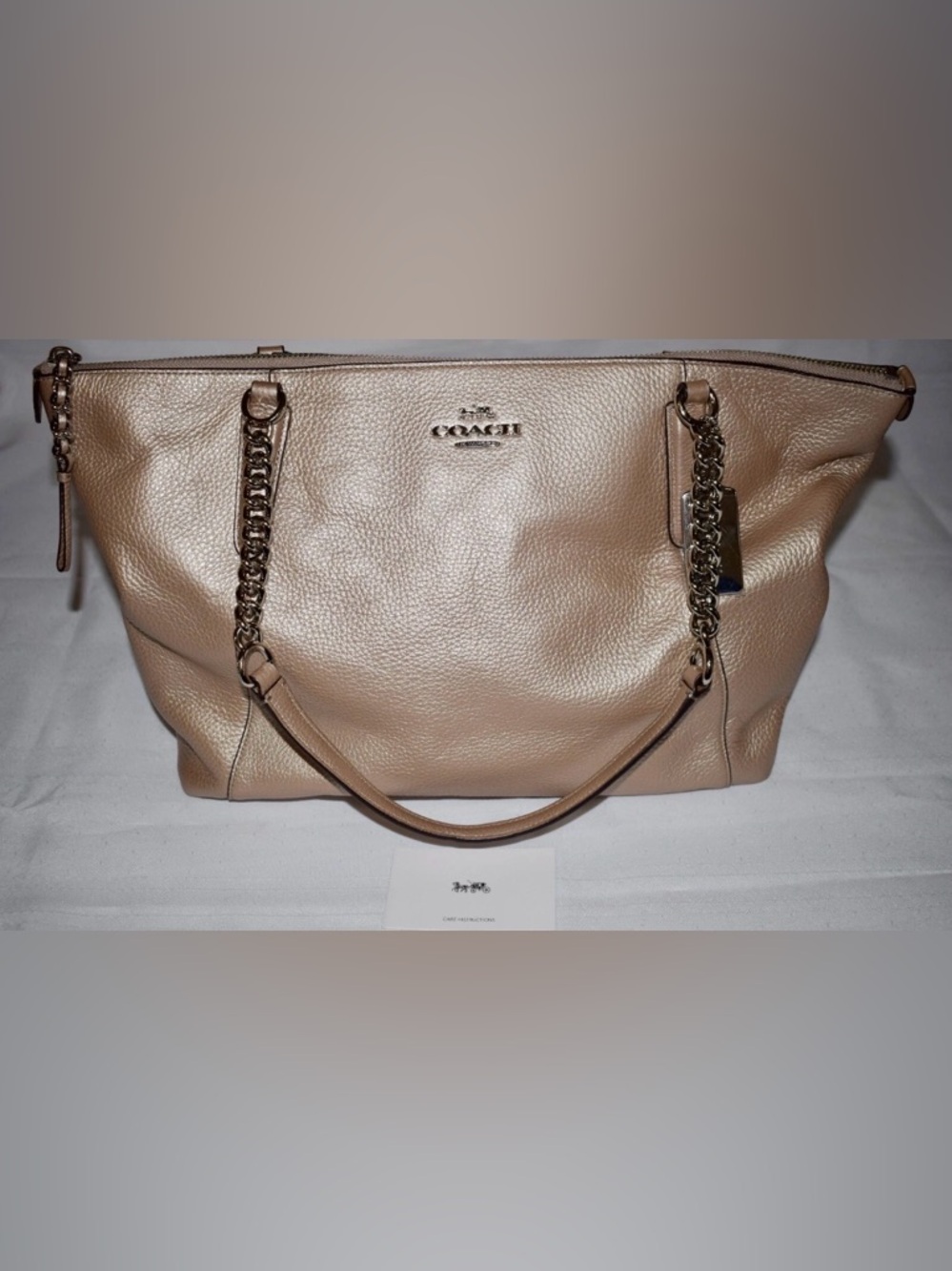 Coach medium AVA pebble leather  silver platinum shoulder purse